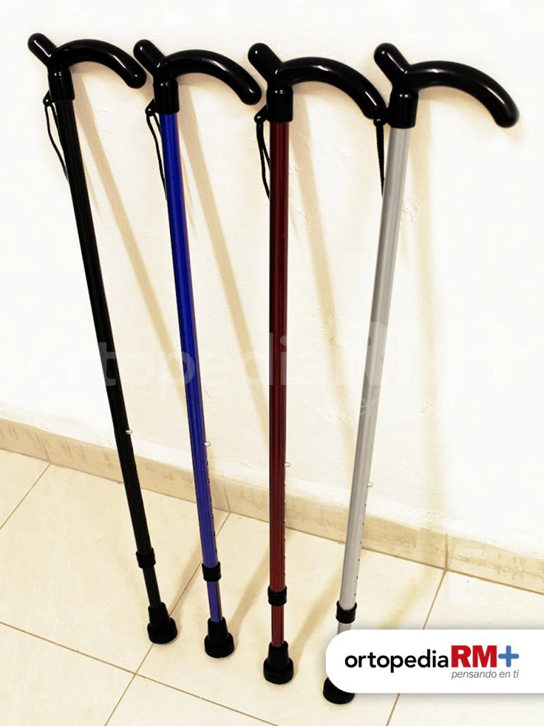 Bastón ortopédico con base de apoyo y mango ergonómico